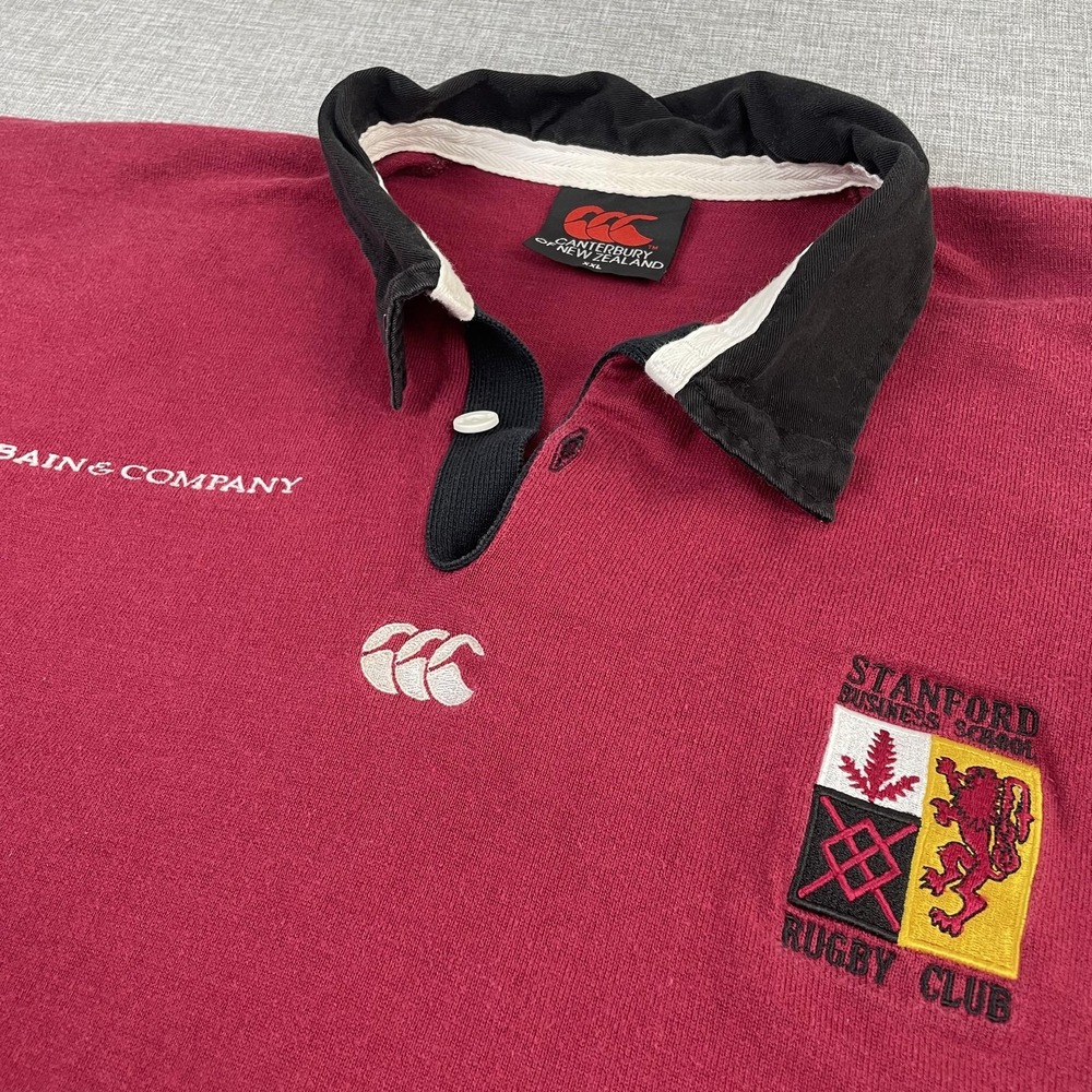 Vintage Canterbury Of New Zealand Polo Shirt Mens 2XL Red Stanford Rugby Club